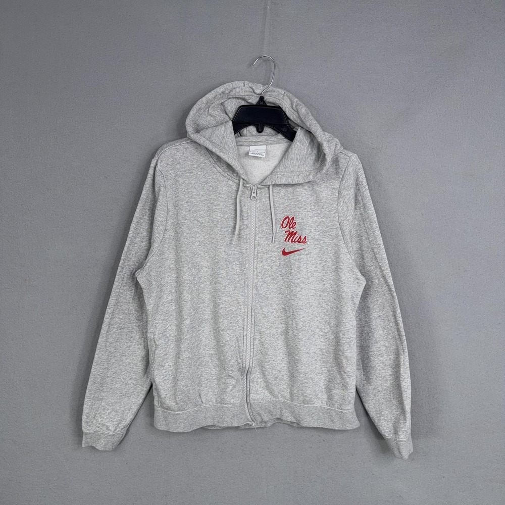 Ole Miss Rebels Hoodie Womens Large Gray NCAA Football Nike Full Zip Sweatshirt